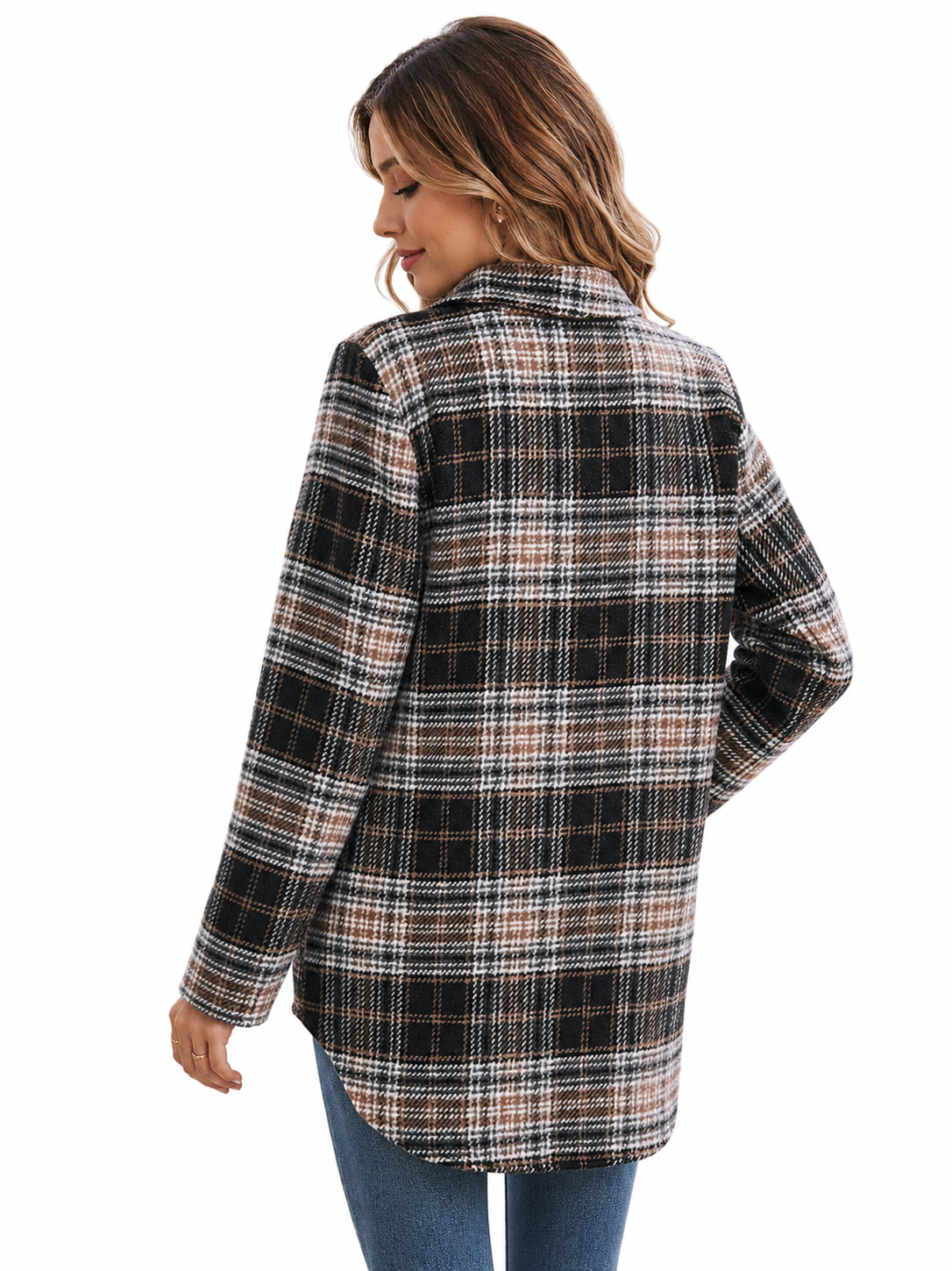 Cozy Oversized Plaid Shacket – Casual Button-Down Flannel Jacket