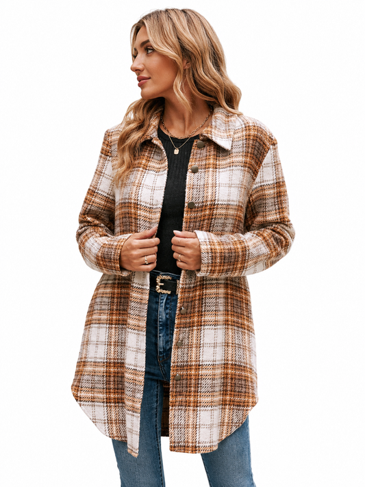 Cozy Oversized Plaid Shacket – Casual Button-Down Flannel Jacket