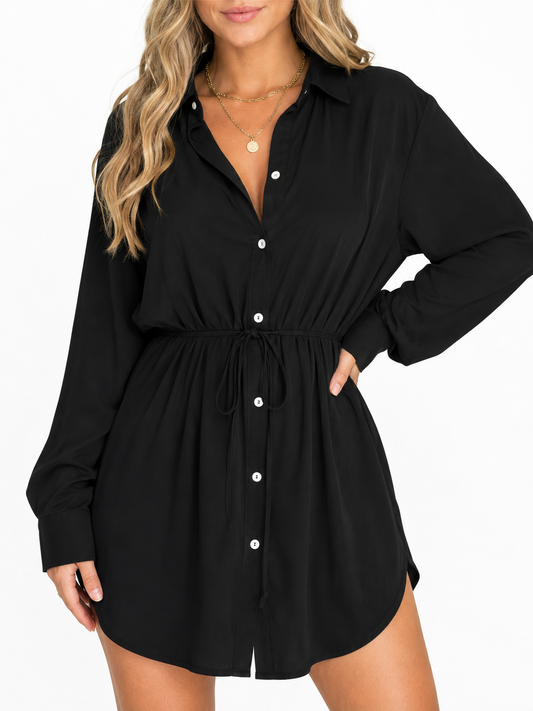 Women's Long Sleeve Jumpsuit With Button Fashion Shirt Dress